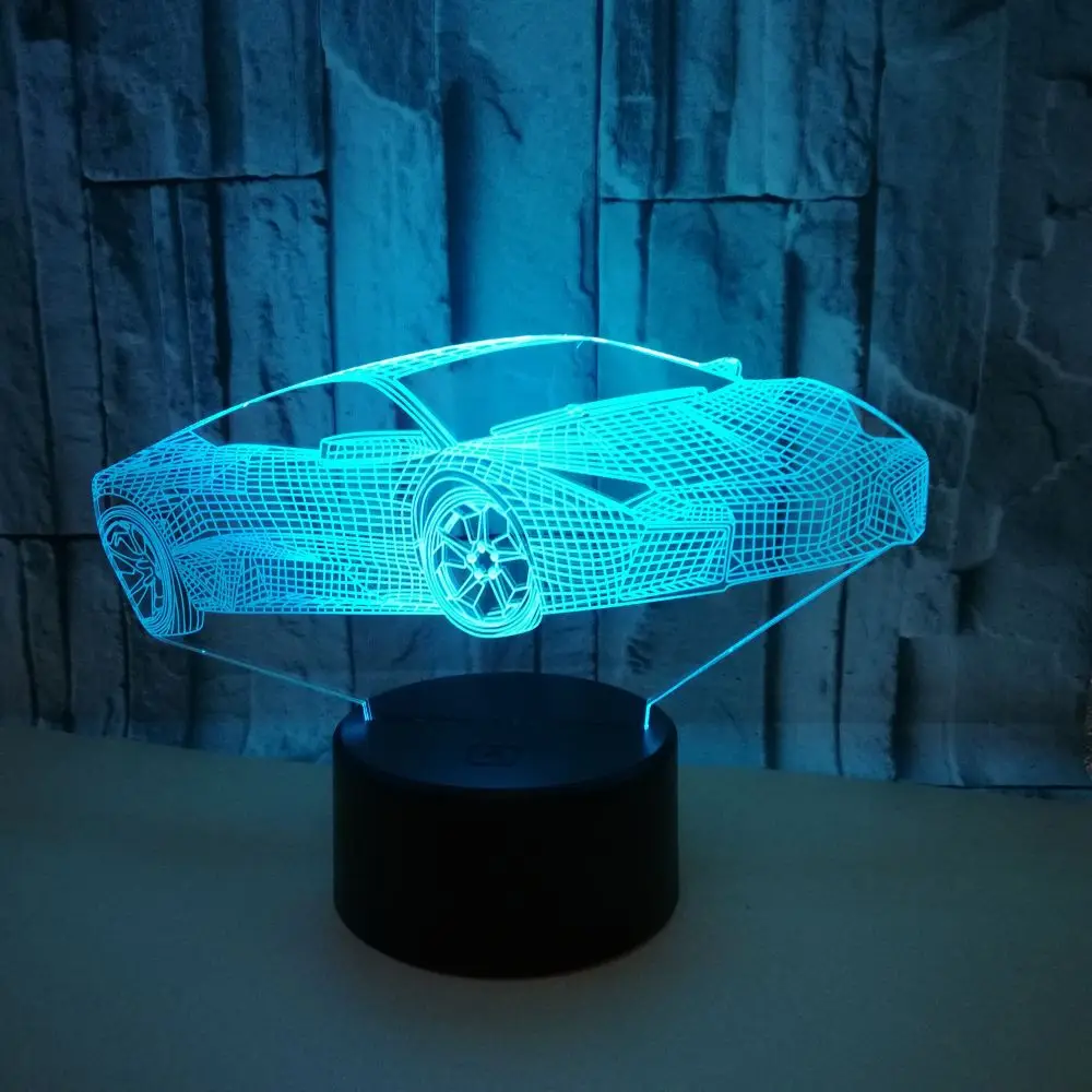 Baby Night Light Acrylic 3d Illusion Lamp Sports Car Nightlight Smart Phone 16 Color Remote Contal Table Lamp for Kids Child Gif