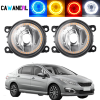 2 X Angel Eye Fog Light Assembly For Peugeot 408 2017 2018 Car Front Bumper Halo Ring DRL Fog Daytime Lamp Lampshade + H11 Bulbs