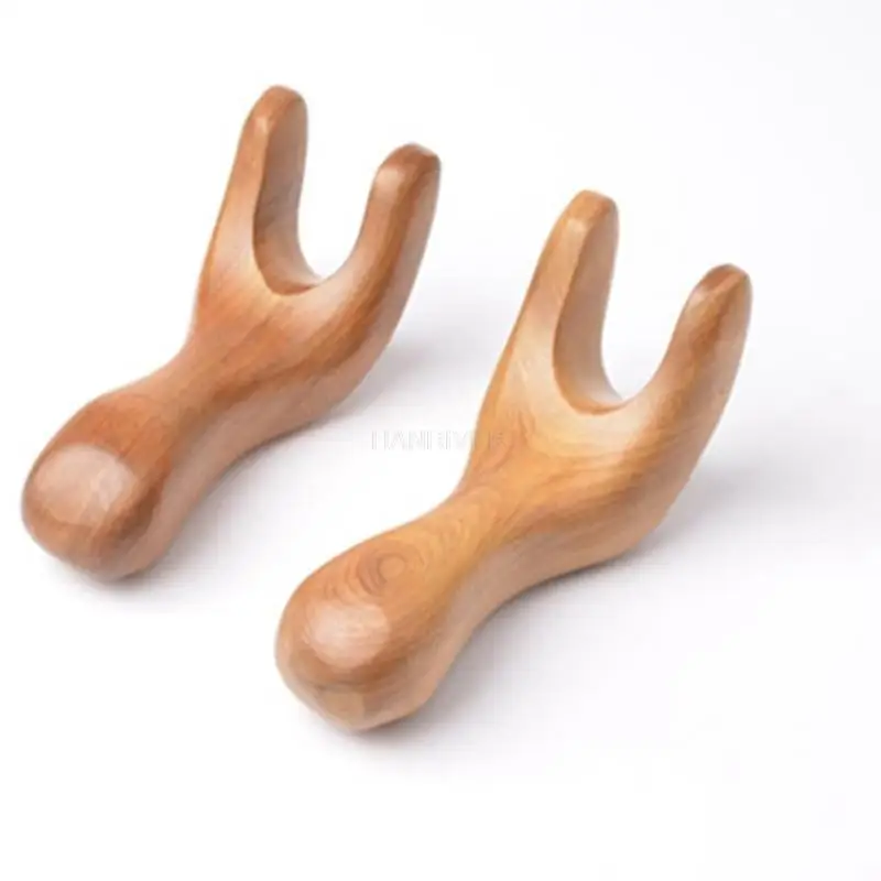 Natural sandalwood Y-shaped massager Fragrant wood acupuncture device, nose massage active Gu Sha board