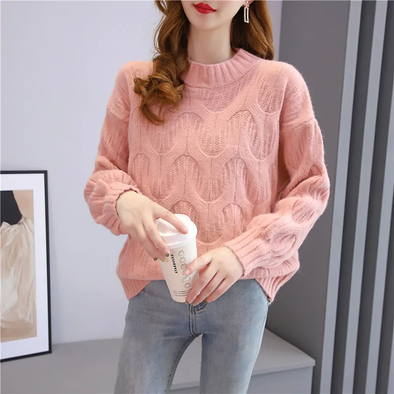 

Pullover Women's Sweater Long Sleeve Loose Knitted Sweaters Oversized Woman Pullovers Sweater