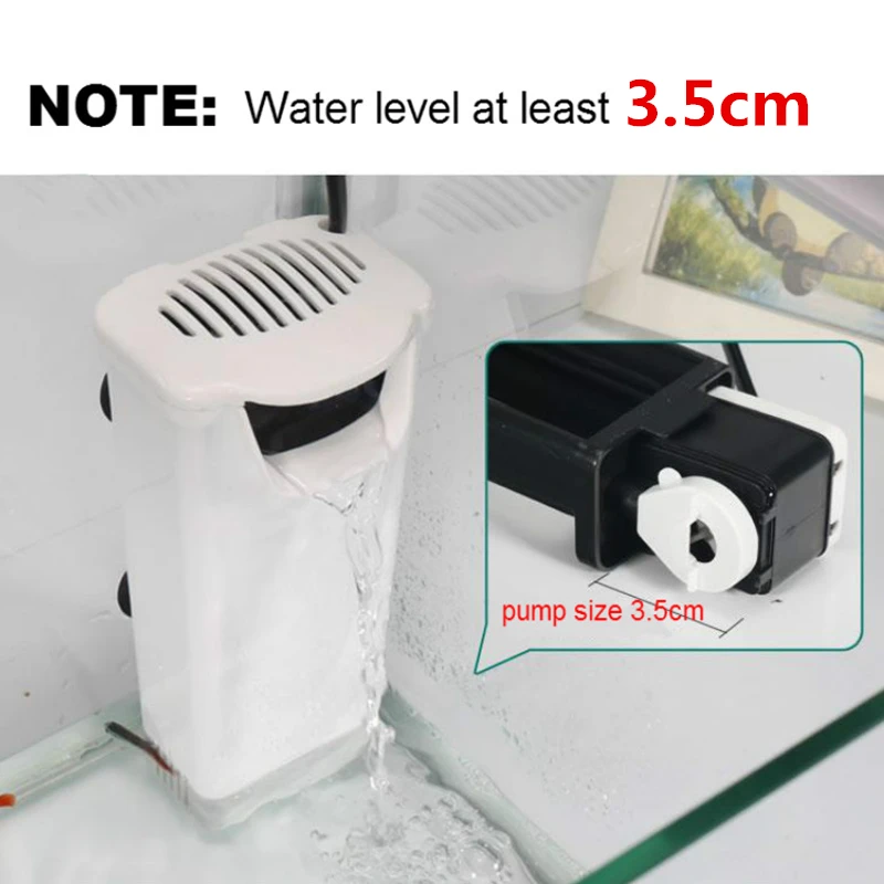 3W 200L/H Silent Low Water Aquarium Filter Turtle Fish Tank Waterfall Internal Filter Pump for Turtle Tortoise Frog 220V