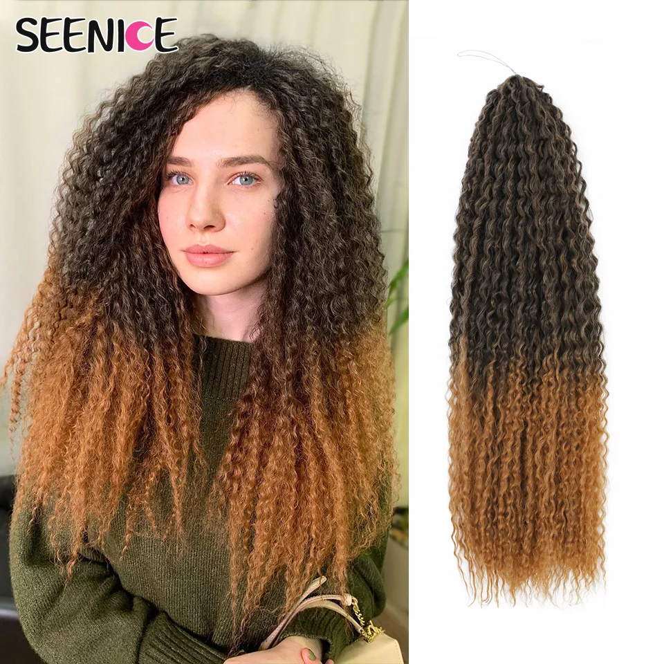 Brasileiro tranças kinky curly crochê cabelo para preto feminino afro crochê tranças sintético trança extensão do cabelo baixa temperatura