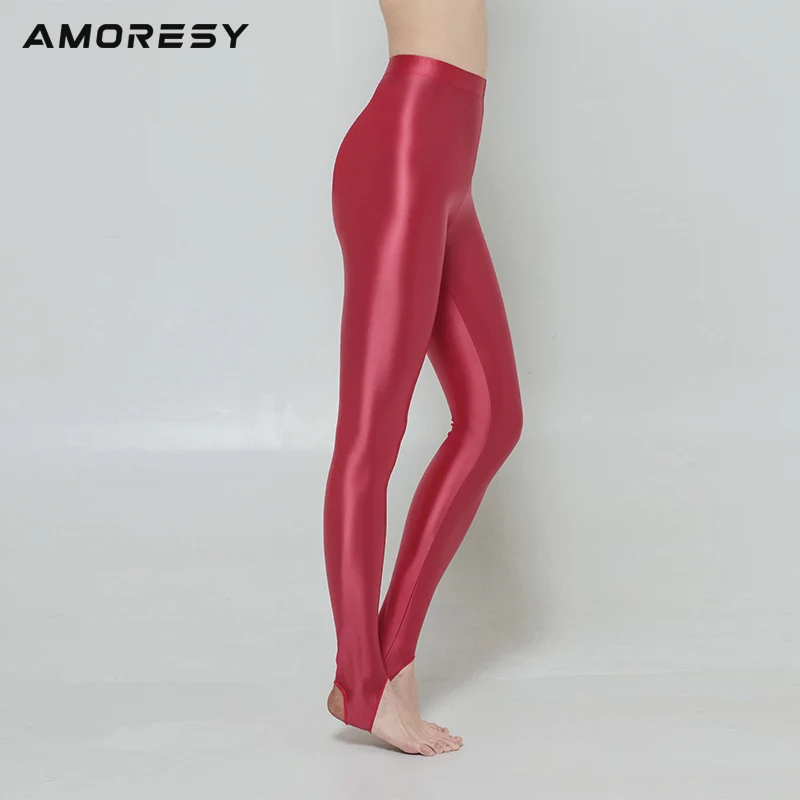 AMORESY new color M-3XL satin gloss opaque step pantyhose shiny wet look tights sexy silk stockings Japanese slim high pants