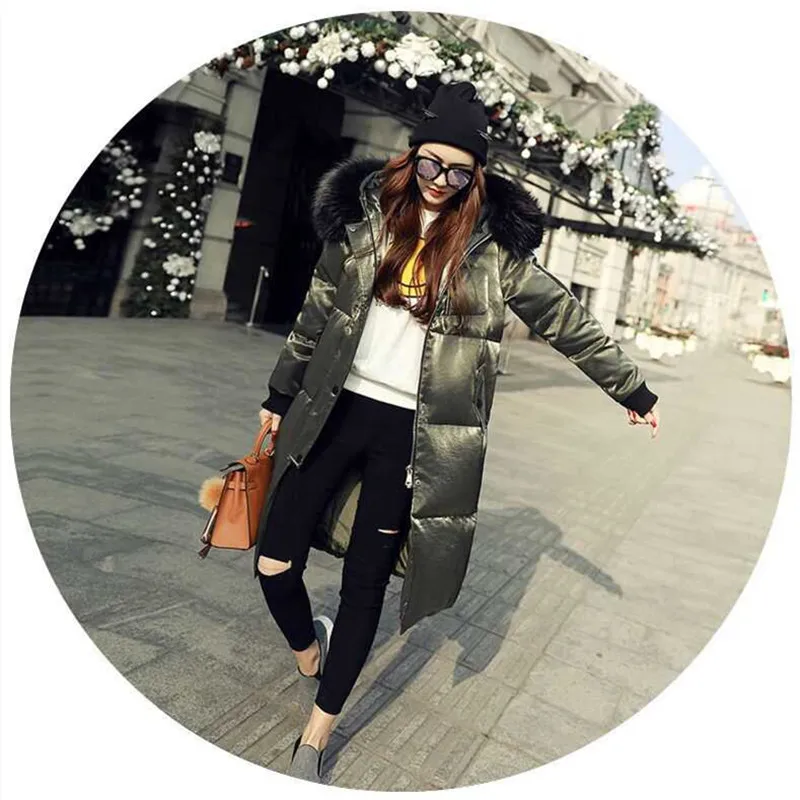 Fashionable Women's Winter Down Jacket Jacket Lightweight Super Long Warm Hooded Fur Collar Down Parka Women's Jacket Clothing