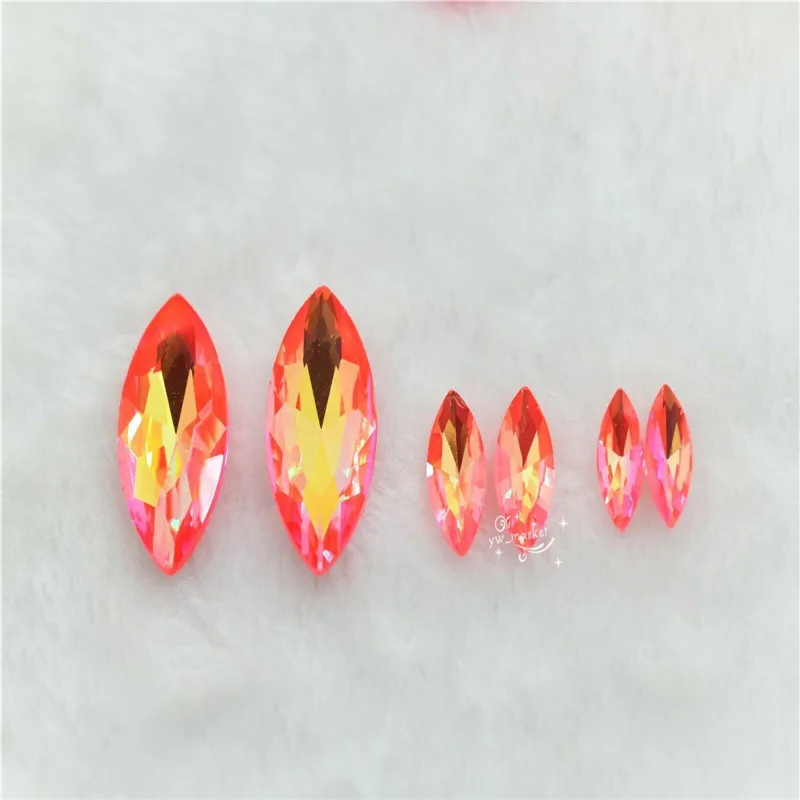 Jewelry Stones Orange Mocha Ab Decoration Rhinestones Crystal Glass Christmas Rivoli Navette Teardrop Glue on Clothes  Crafts