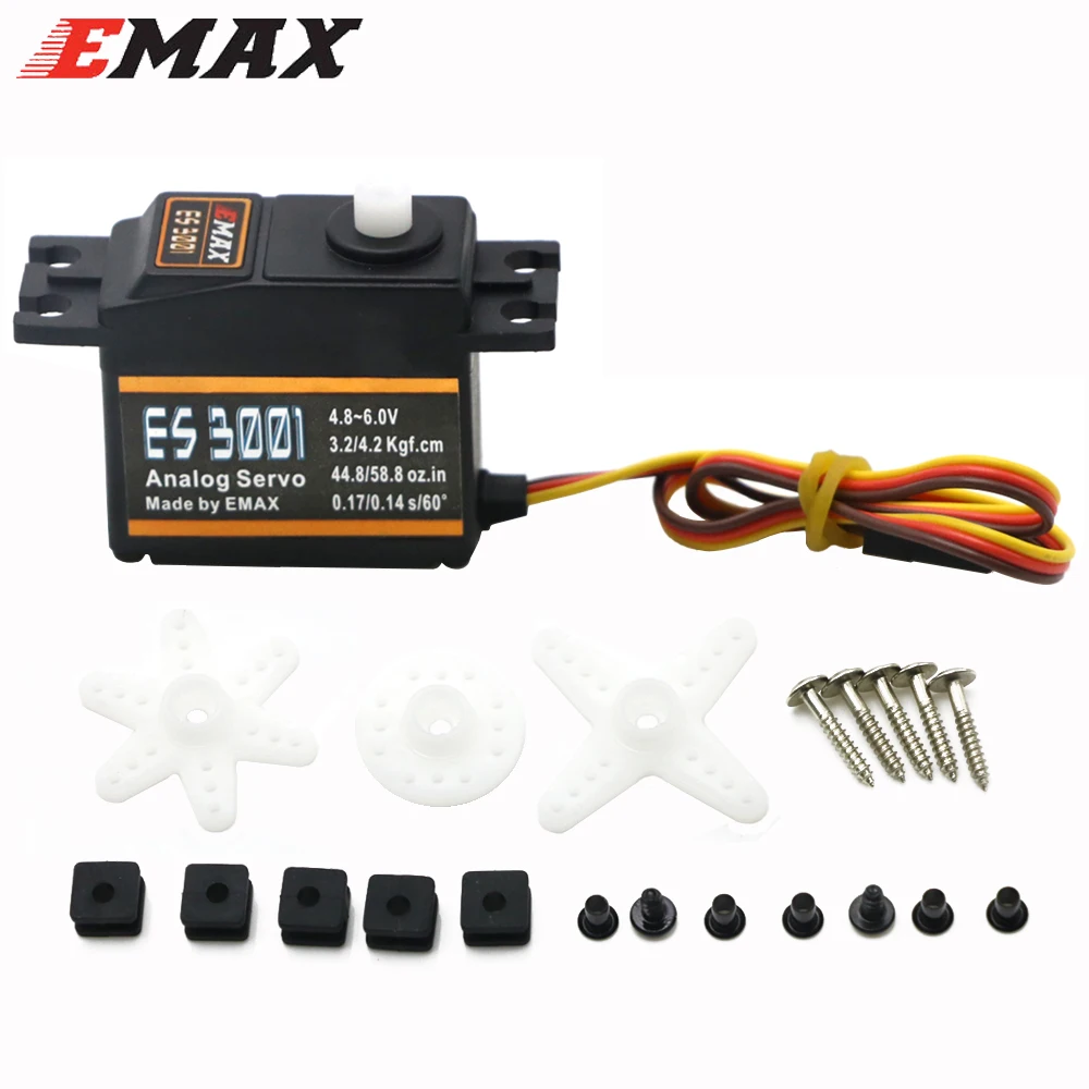 EMAX ES3001 4.8-6.0V 43g Plastic Gear Standard Analog Servo For RC Helicopter Boat Airplane