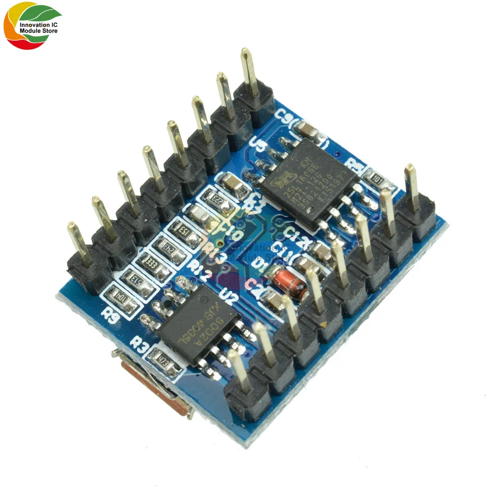 JQ6500 Voice Module Sound Board Micro USB DIP16 TTL UART Replacement 1 Pair of 5-channel MP3 Module Voice Standard 3.2-5V 20mA