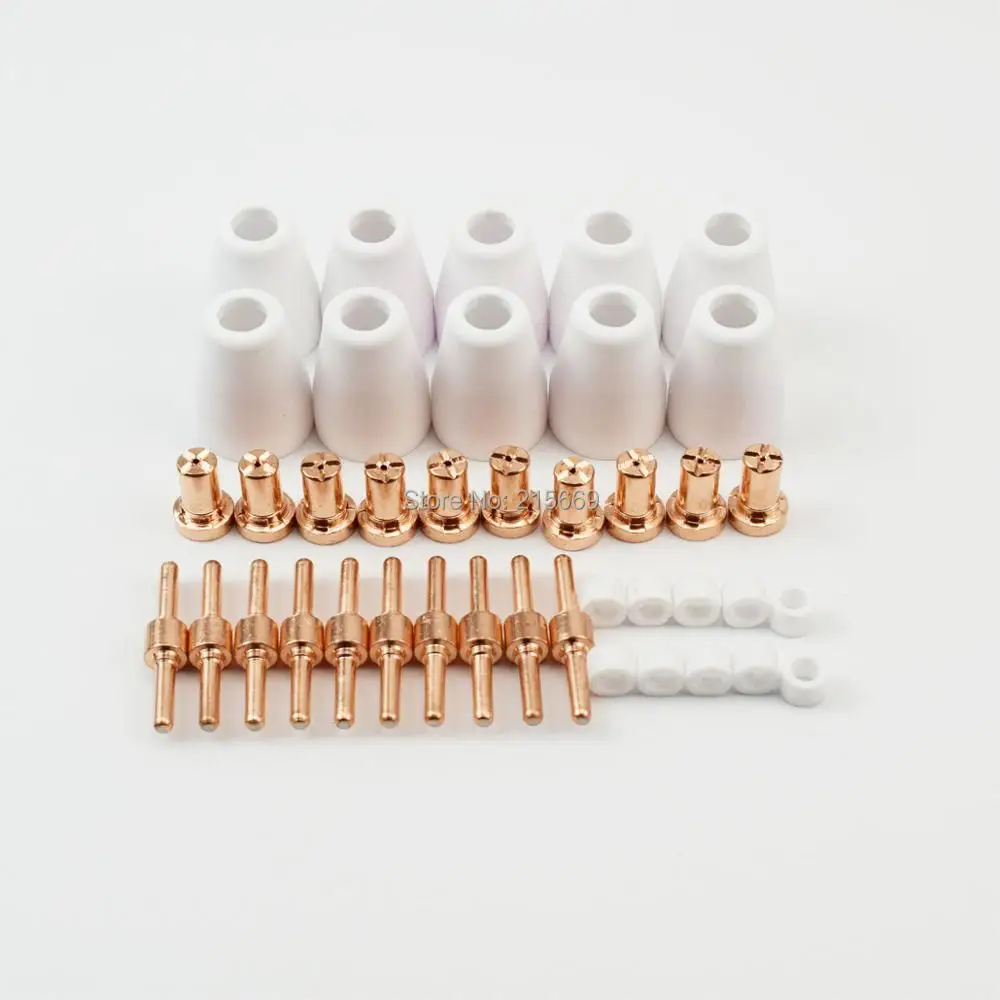 

40pcs PT-31 LGK40 Extended Long Electrodes and Nozzles Consumables kit for Plasma Cutting Machine CUT-40 Super 160P