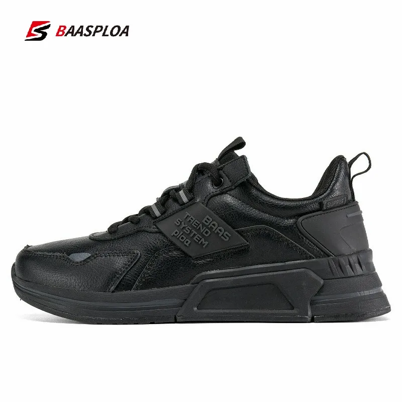 Baasploa Men Walking Shoe Waterproof Casual Leather Shoe Non-slip Outdoor Sneakers Male Wear-resistant Running Shoes 2023