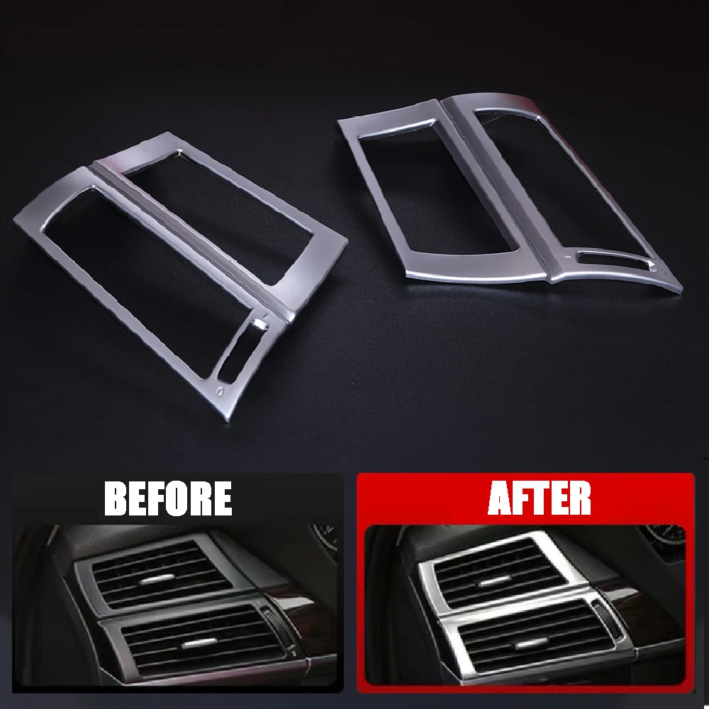 2x Silver Air Conditioner Outlet Frame Decorative Cover Interior Air Vents Sticker Trim Styling Fit For BMW X5 X6 2008-2012 2013