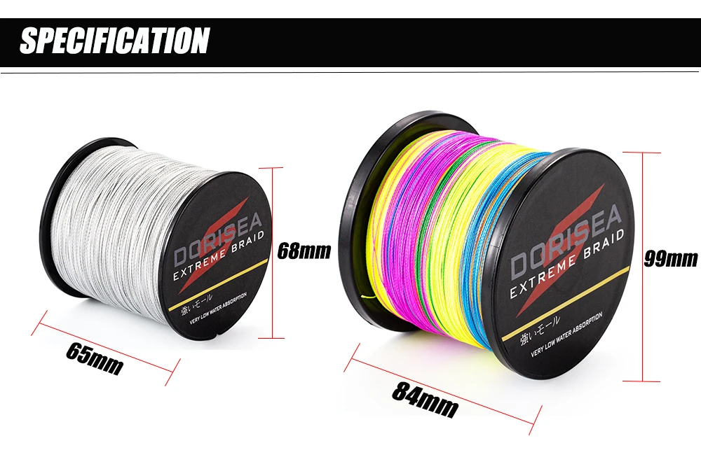 DORISEA 4-fach Geflochtene Extrem Robuste 100M 6LB-100LB PE Multifilament Angelschnur Pesca – Detail 15
