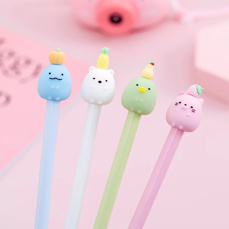 

36pcs Student Creative Cartoon Germ Fruit Head Neutral Pen Black 0.5mm Student Stationery Neutral Pen Wholesale Custom