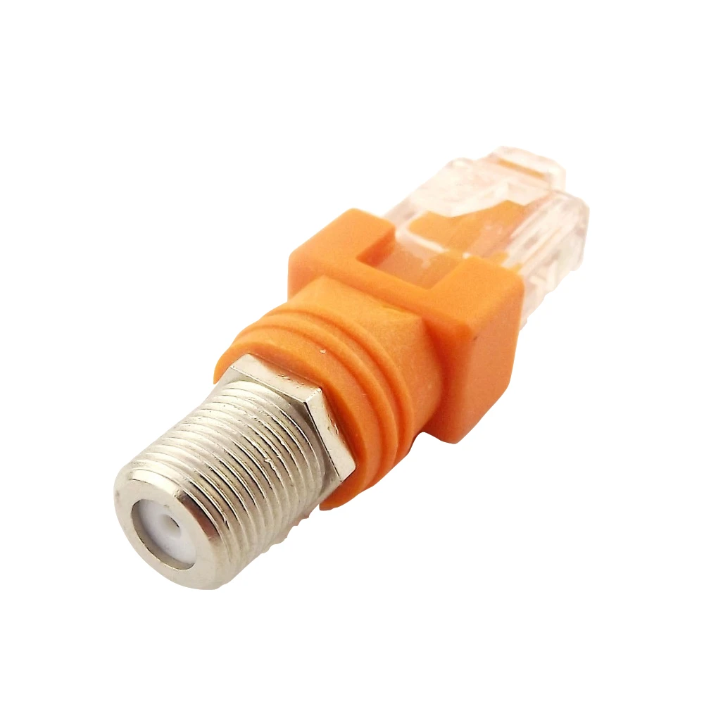 1pc F Type RF Female Jack to RJ45 Male Plug Ethernet Coaxial Barrel Coupler Converter Coax Adapter Connector for Line Tester