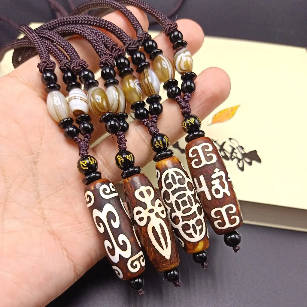 Nine Eye Tibet Dzi Pendant Drop Choker Nacklace Natural Stone Materials Fashionable Style Tibet Heaven Bead Bring Good Luck