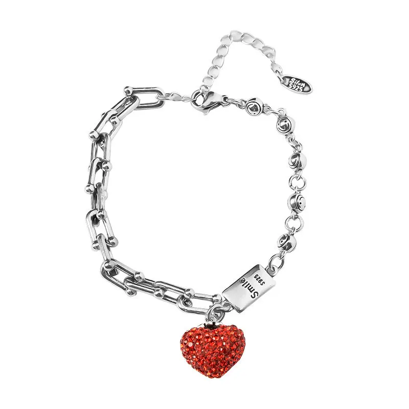 Bracciali Color argento MEWANRY per le donne nuovi regali per ragazze di gioielli per feste con zirconi alla fragola scintillanti Vintage eleganti