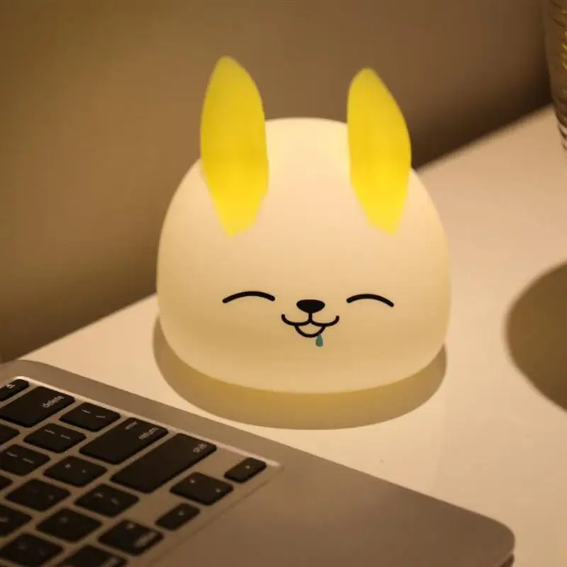 Novel Creative Cartoon Rabbit Night Light LED USB Night Lamp Silicone Decor Lamp For Kids Bedroom Nursery Room