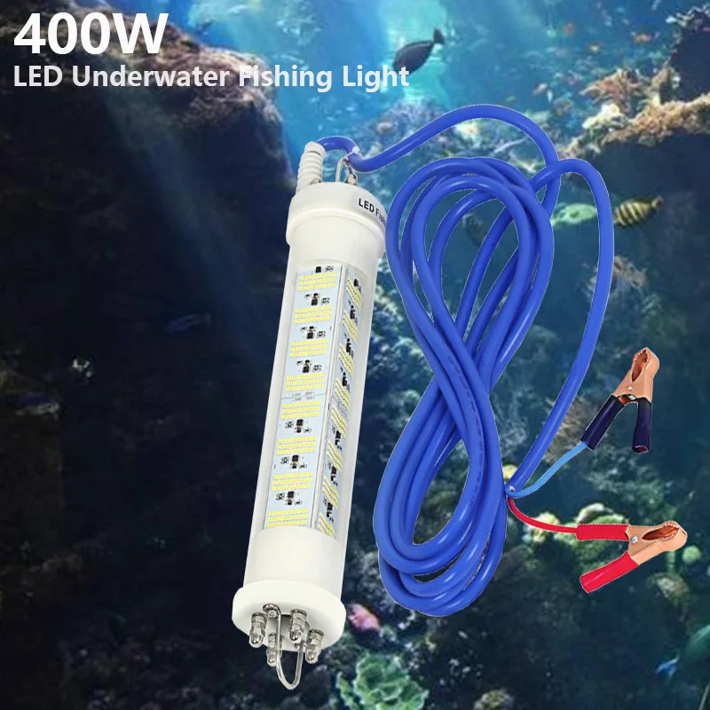 200W DC12V 5M Cable IP68 Submersible LED Fishing Lures Light Squid Night Fishing Underwater Fishing Lights