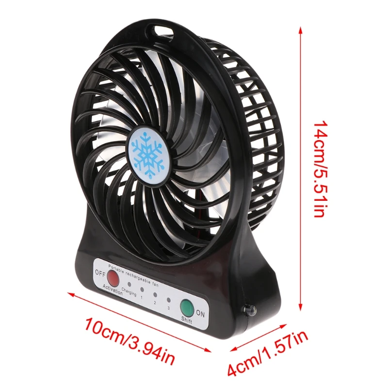 Ventilador portátil com luz led de 5w para áreas externas sem bateria de 18650