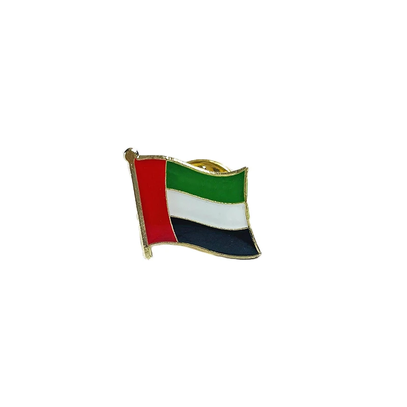 U.A.E The United Arab Emirates National Flag Lapel Pins Crystal Epoxy Metal Enamel Badge Paint Brooch Souvenir Suit Personality