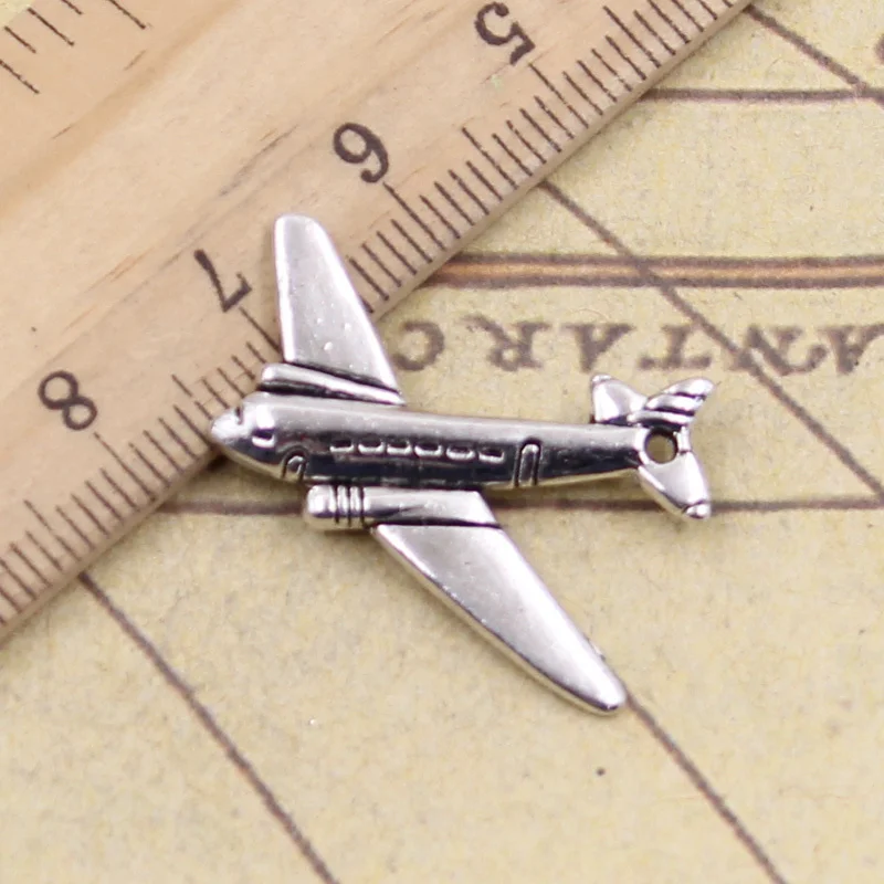 

20pcs Charms Airplane Plane 25x31mm Antique Silver Color Pendants Making DIY Handmade Tibetan Finding Jewelry For Bracelet