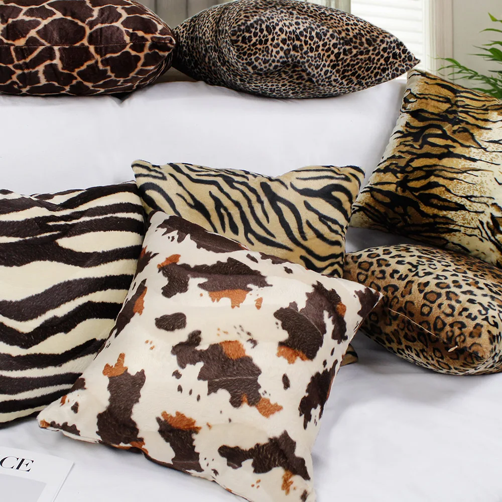 Faux Fur Leopard Print Kissen Fall Weiche Plüsch Werfen Kissen Abdeckungen Dekorative Luxus Kissen Abdeckung für Sofa Bett Couch Hause decor