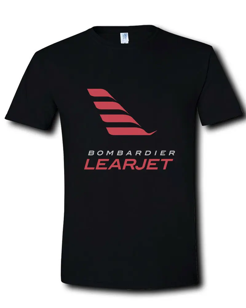 Learjet Bombardier Aerospace Aircraft Business Jet Logo Black T-Shirt S - 3Xl 2019 Unisex Tees