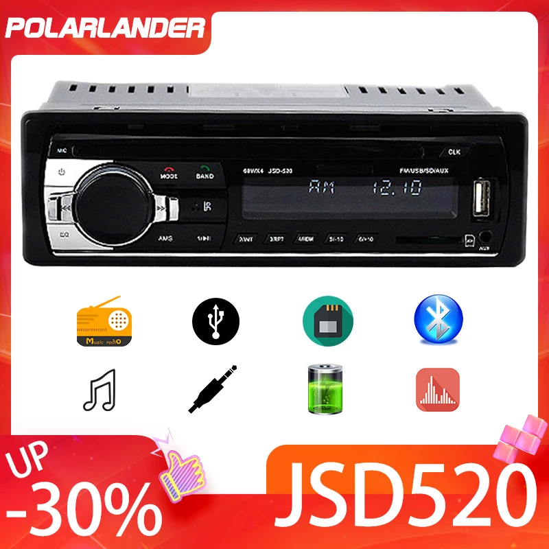 FM/SD/USB/AUX Car Stereo Radio Multiple EQ  MP3 Player JSD 520 1 DIN 12V  Head Unit Bluetooth MP3/WMA/WAV player