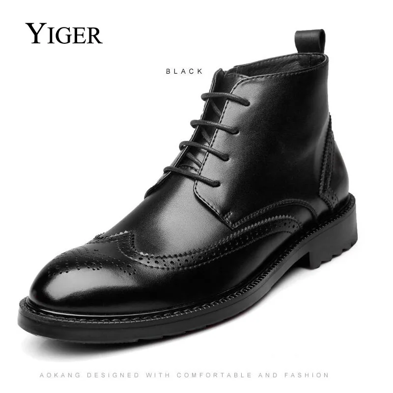 

YIGER НОВЫЕ мужские повседневные ботинки, черные мужские базовые ботинки из натуральной кожи, ковбойские ботинки на шнуровке, 2023, мужские ботинки «Челси», ботильоны 2024