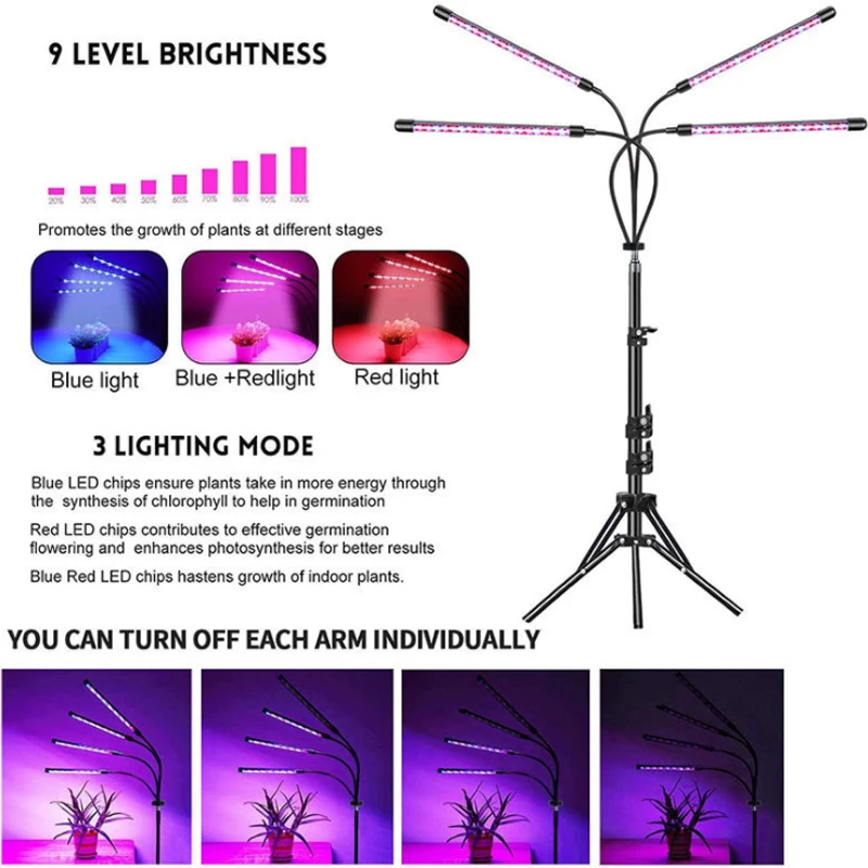 Full Spectrum DC5V USB LED Grow Light With Timer Desktop Clip Phyto Lamps For Indoor VEG Plants Flowers Grow Box Seedling