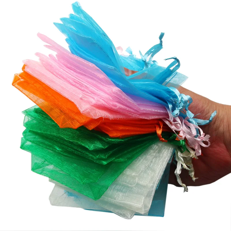 50PCS/Lot Drawstring Organza Bag Tulle Bag Wedding Candy Bag Jewelry Packaging Bag Display Bag Gift Bag Various Sizes And Colors