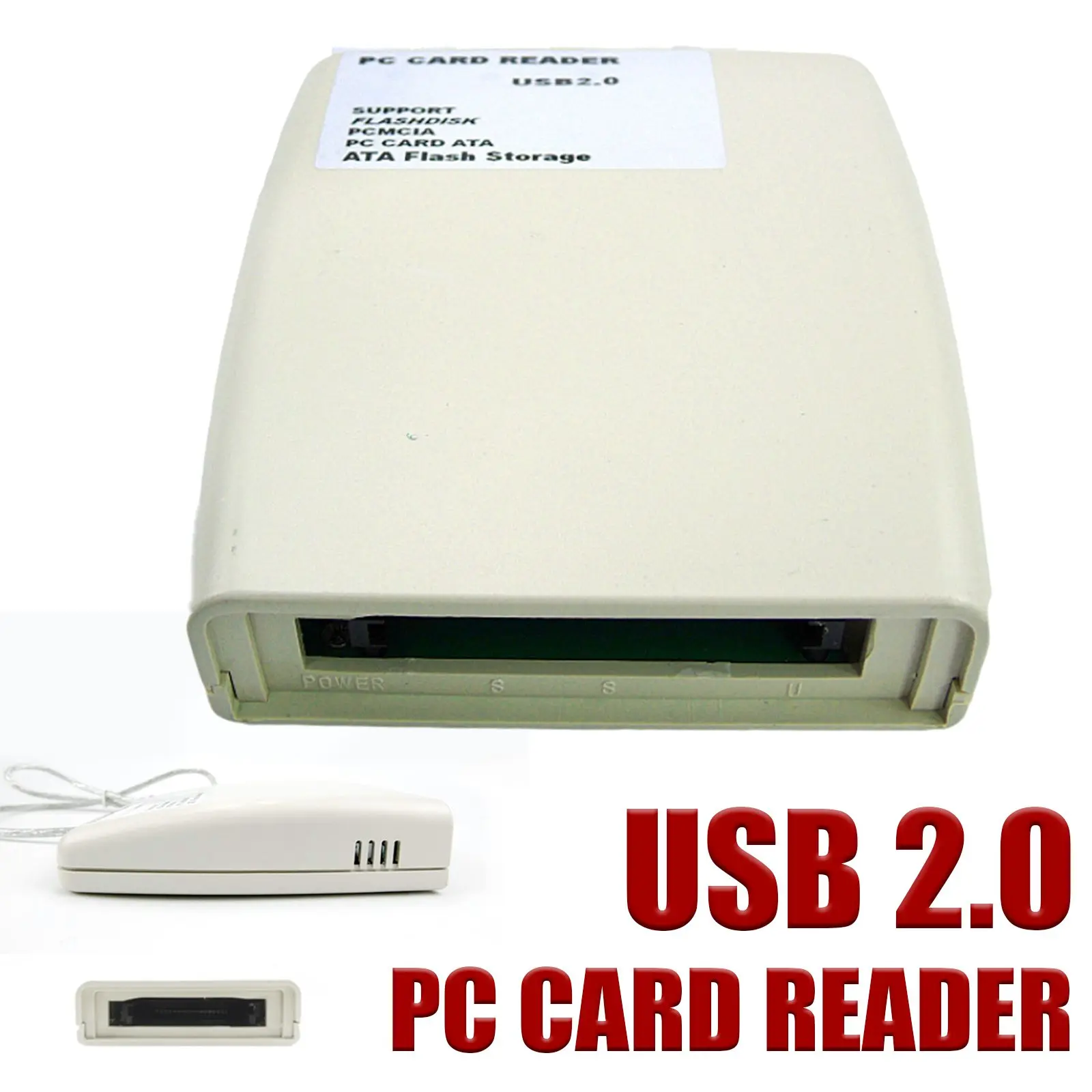 Lector de tarjetas USB 2,0 para PC, soporte para Flashdisk PCMCIA, almacenamiento Flash ATA, adaptador de tarjeta CI, adaptador USB 2,0 a PCMCIA