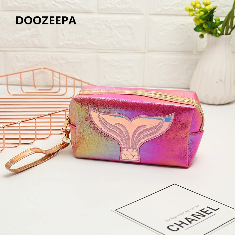 Girl Makeup Bag Colorful  Tail Cosmetic Bag Organizer Make Up Case Beauty Pouch Lipstick Bag PU Beautician Toiletry Bags