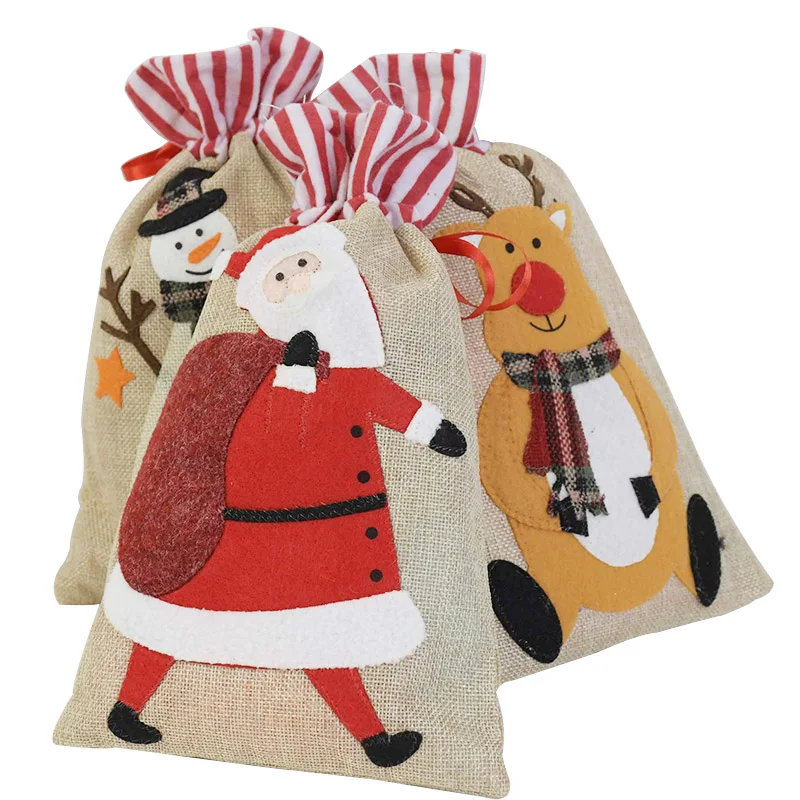 30x18cm Burlaps Bags with Drawstring Gift Bag Packing Linen Burlap Jewelry Pouches Sacks for Christmas Favors Bags