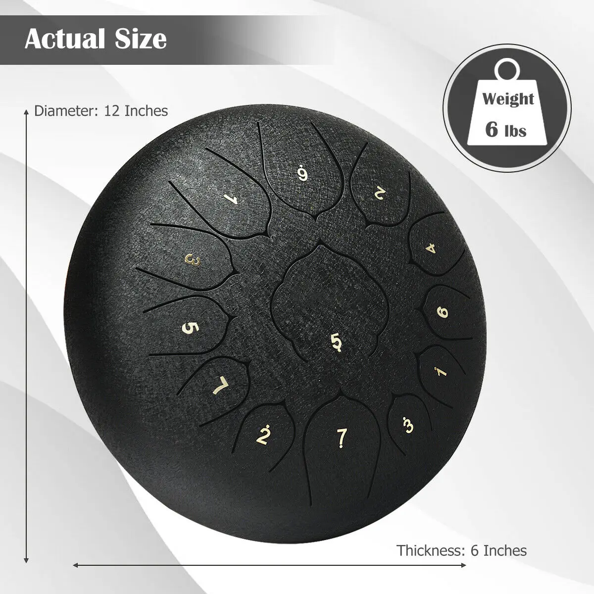 طبل اللسان الصلب 13 ملاحظات 12 "Handpan طبل ث/حقيبة المطارق والاصابع يختار الأسود MU10055BK