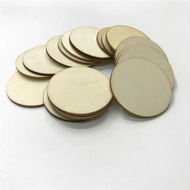 500PCS Round Wooden Scrapbooking Carft for Handmade Home Embellishments DIY Wood Circle Decoration 10/20/30/40/50/60MM