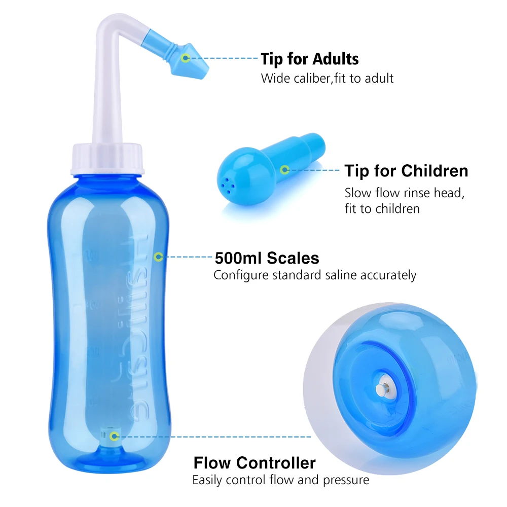 Nasal Washing Bottle Nasal Irrigator Nasal Sinusite Allergic Rhinitis Treatment Rinsing Nose Wash Salt For Adult Child 300ml