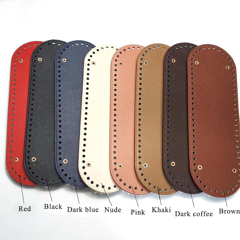 Bag Bottom 30*10cm PU Leather Bag Bottom Accessories Oval Cross Texture With Round Hole For Women DIY Handbag Shoulder Bag