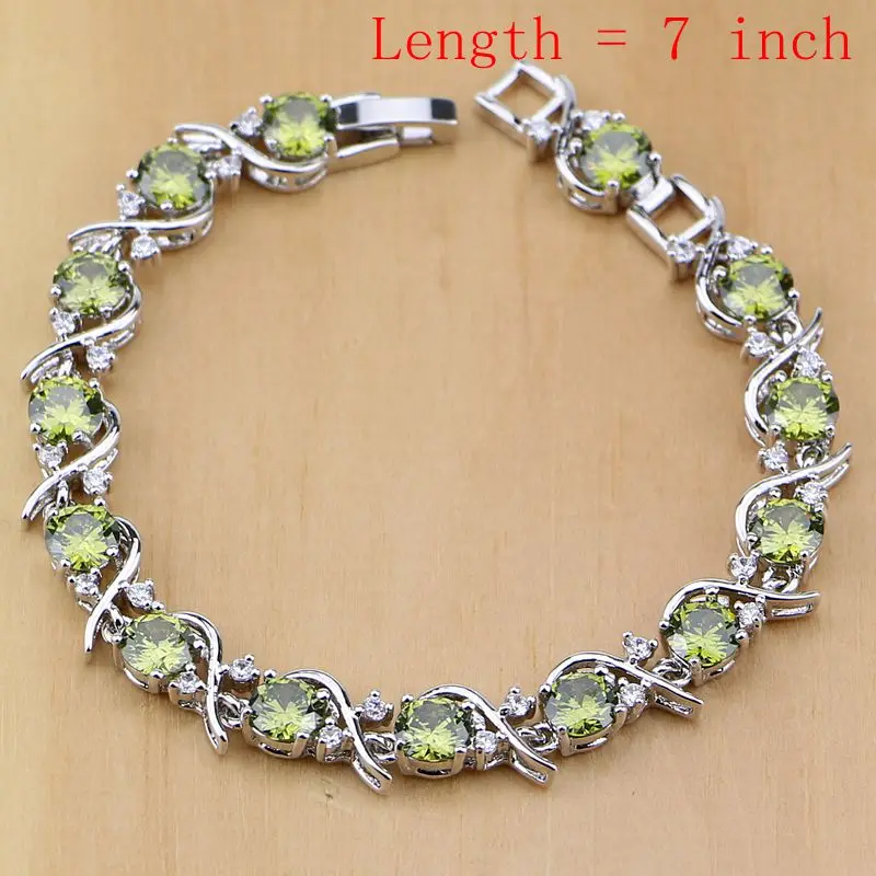 925 Sterling Silver Jewelry Sets Olive Green Zircon For Women Party Earrings/Pendant/Rings/Bracelet/Necklace Set Dropshipping