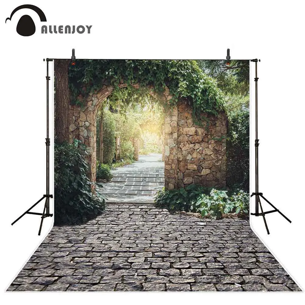 Allenjoy photophone backgrounds Wedding spring stone arch road tree nature fairy tale photography backdrops photocall photobooth