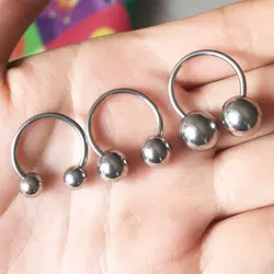 1 Piece Big Ball Stainless Steel CBR Ear Flesh Tunnel Hoop Sexy Rings Lip Horseshoe BCR Nose Rings Body Piercing Jewelry