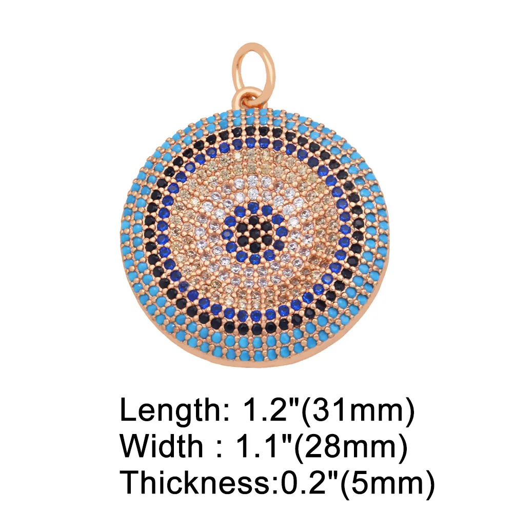 OCESRIO Copper Big Evil Eye Medallion Pendant for Jewelry Making Zirconia Gold Plated Jewellery Crafts Wholesale pdta523