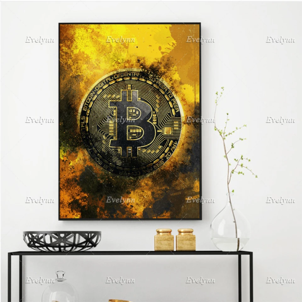 HD Prints Home Decor Dollar Fire Canvas Posters Painting Money Bitcoin Wall Art Modular Pictures For Living Room Floating Frame