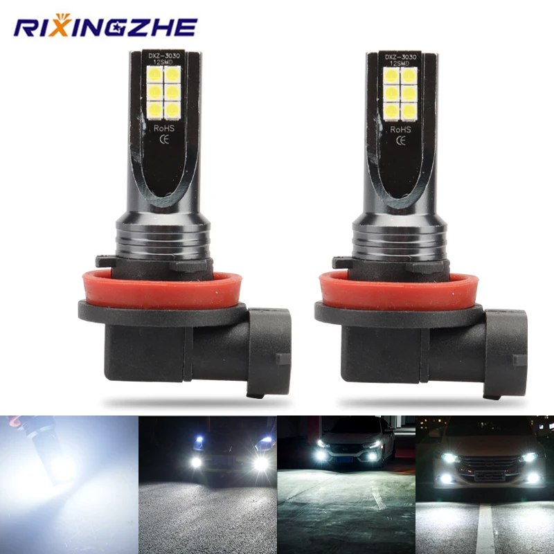 

2PCS 9005 LED HB3 LED 9006 LED HB4 LED Car Fog Lights With 3030 Chips12LED 6000K White Auto Fog Lamp Day Running Light 12V