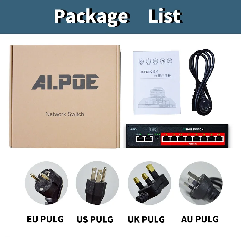 Conmutador POE serie STEAMEMO-SSC, 4/6/8/16/24 puertos, POE activo para cámaras IP, conmutador AP inalámbrico, Gigabit IEEE 802,3 AF/AT