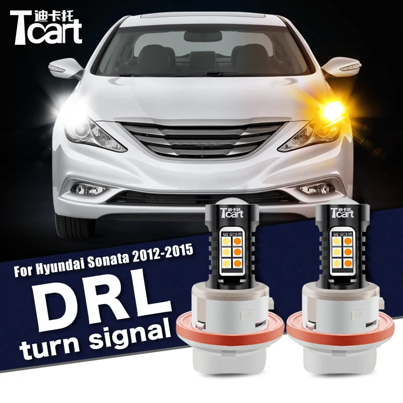 For Hyundai Sonata YF 8 2010 2011 2012 2013 2014 2PCS Led drl Daytime Running Light Turn Signal 2IN1 Car accessories