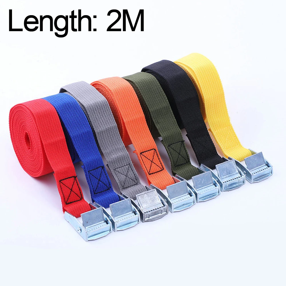 2M Car Tension Rope Luggage Fixed Strap Cargo Roof Rack Lashing Straps Ratchet Tie Belt With Buckle Stowing Tidying Ratchet Belt