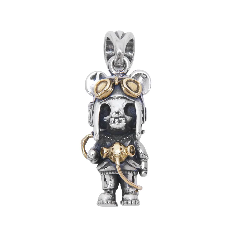 National standard 925 sterling silver new poison gas soldier bear pendant retro Thai silver personality skull men and women