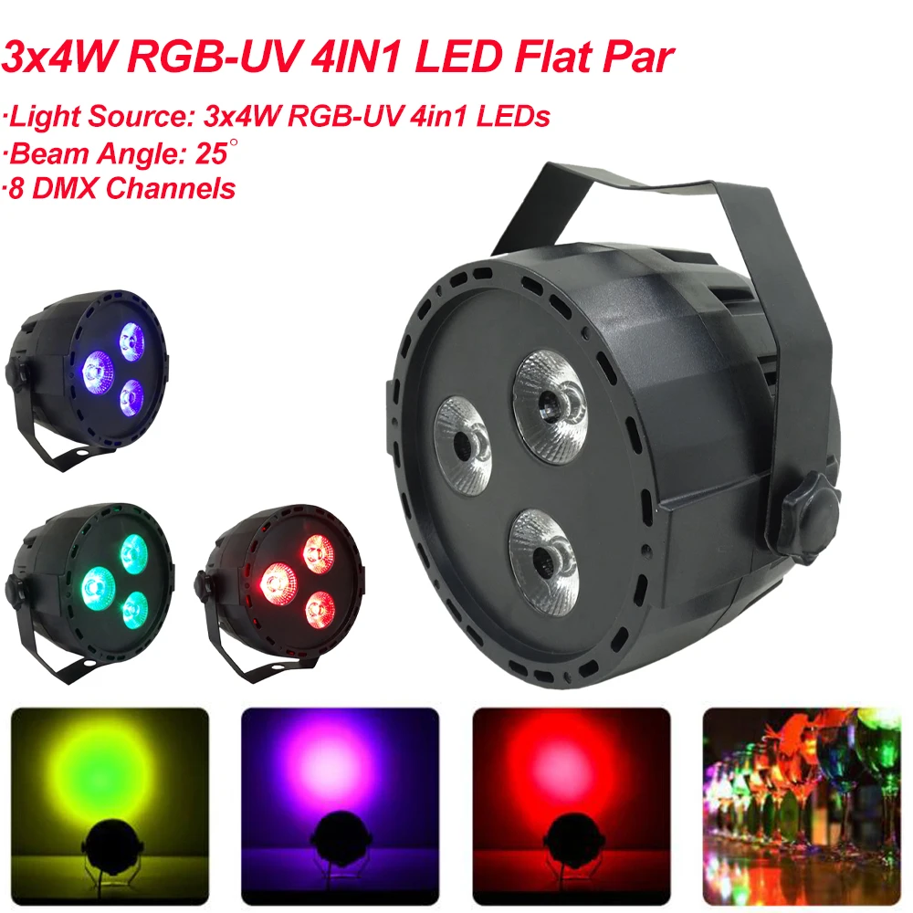 lampadas led planas em 3leds de 4w modelo novo canais dmx ip20 para discoteca dj shows ue eua au ru par de 01