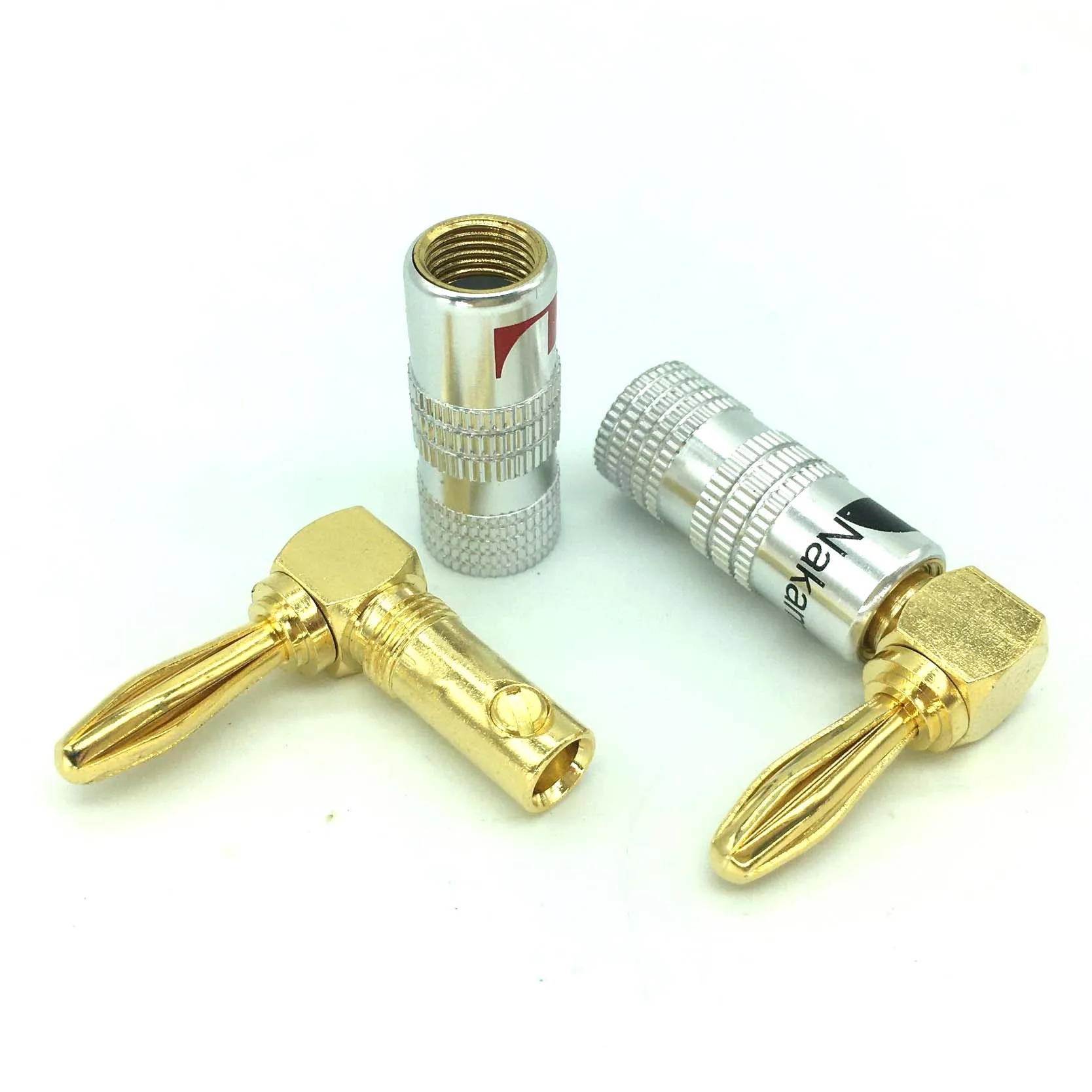 

10/8/4PCS Banana Plug Right Angle 90 Degree 4mm Gold-Plated Video Speaker Adapter Audio Binding Post Connector