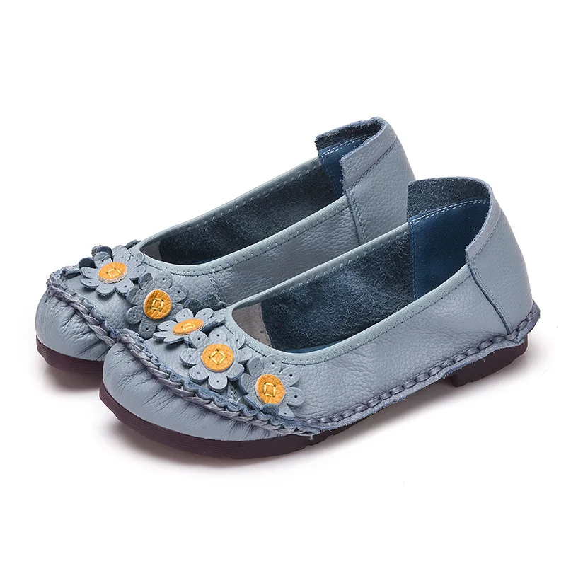 Designer Shoes Women Loafers Genuine Leather Flats Woman Loafers Oxford Shoes Woman 2021 Flower Ladies Shoes Mother Flats